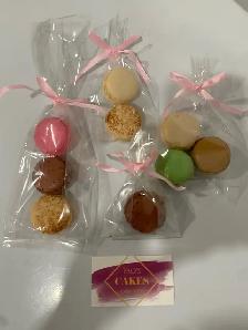 Individual macarons in packaging