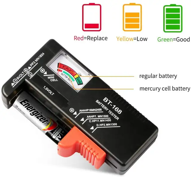 Battery Tester Checker for AA AAA C D 9V 1.5V Button Cell - Photo 4