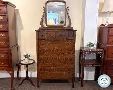 Striking Antique Oak Highboy Dresser at Charmaine's