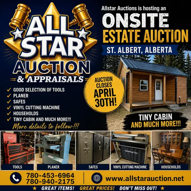 ST. ALBERT:  TIMED ONLINE ESTATE AUCTION - April 30 at 6 pm