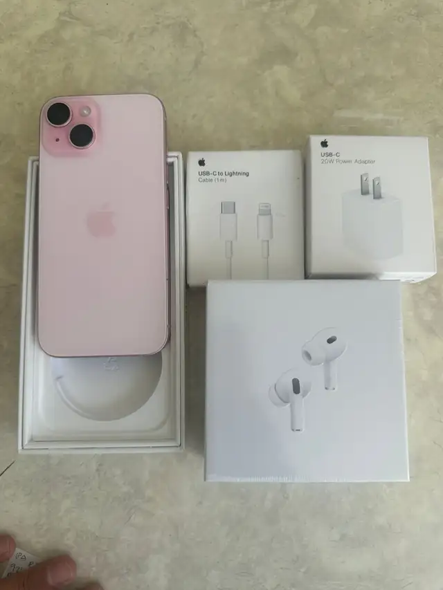 iPhone 15 128GB PINK AirPods/Charger Set/Delivery