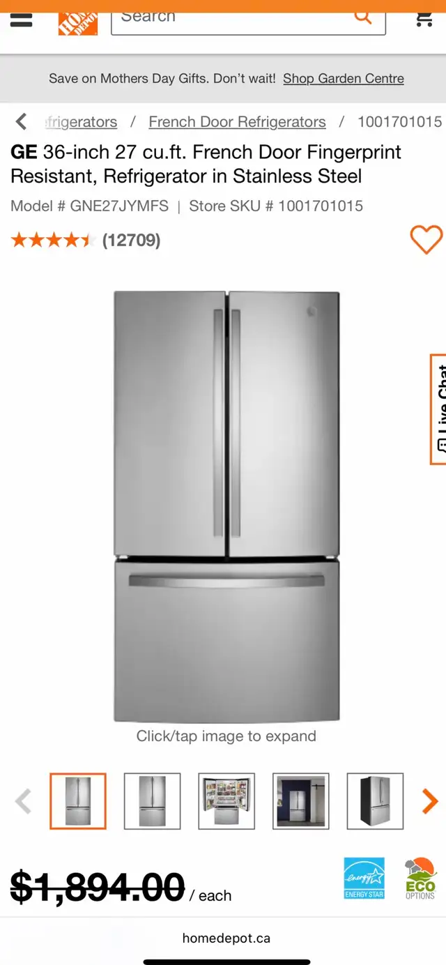 NEW 36" GE French Door Fridge (27.0 Cu.Ft) Interior Water & Ice) - Photo 10