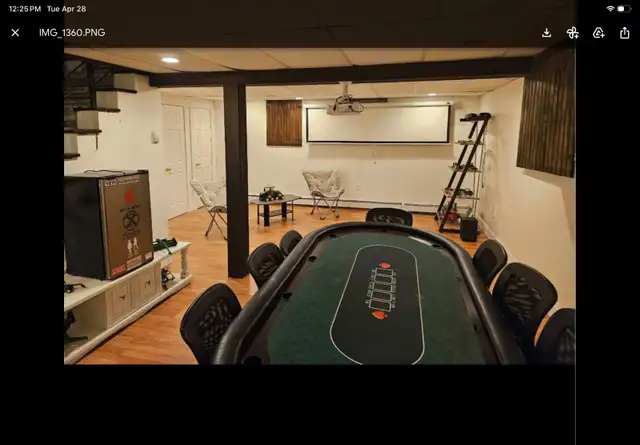 Poker table with chairs