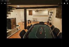Poker table with chairs