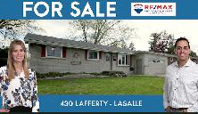 NEW LISTING IN LASALLE! BRICK RANCH WITH ATTACHED DOUBLE GARAGE!