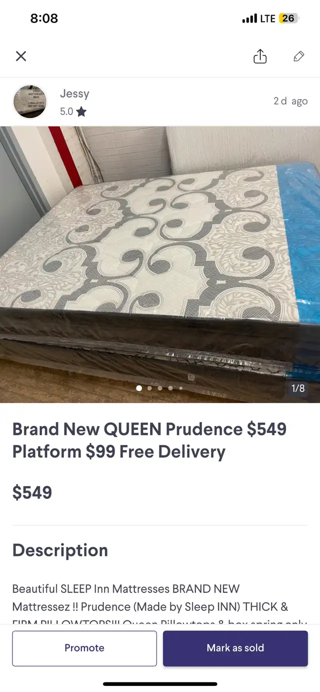 Brand New QUEEN Prudence Mattresses $549 Platform $99 - Photo 7