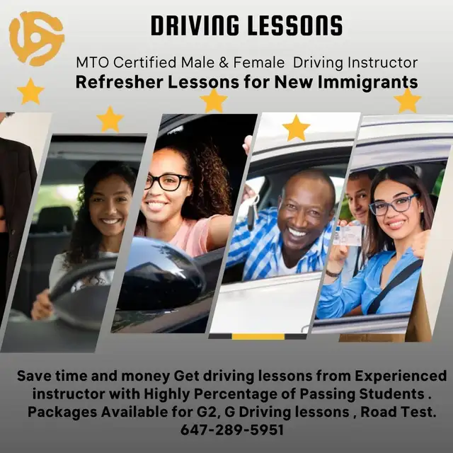 ✨✨✨Driving Lessons (BDE Certification-G2-G Lessons-Road Test)✨✨