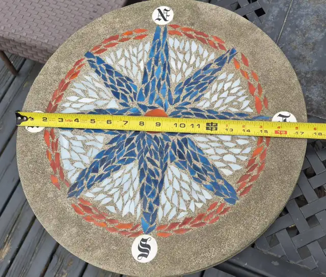 MOSAIC COMPASS ROSE – 17.5' – GLASS INLA –HEAVY CONCRETE GARDEN - Photo 2