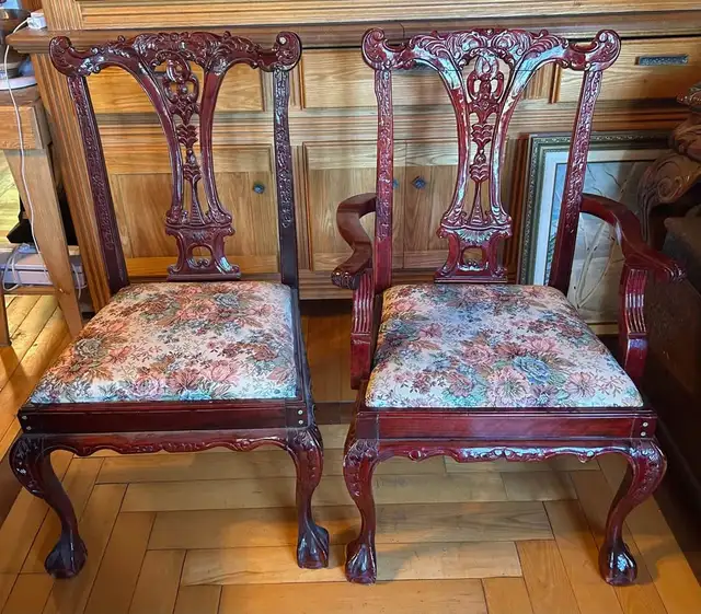 STUNNING&RARE12FTX46'3PEDESTAL DINING TABLE SOLID MAHOG 12CHAIRS - Photo 4