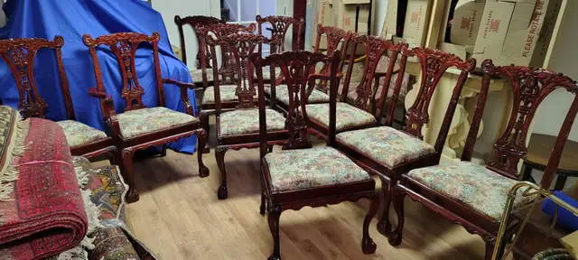 STUNNING&RARE12FTX46'3PEDESTAL DINING TABLE SOLID MAHOG 12CHAIRS - Photo 5