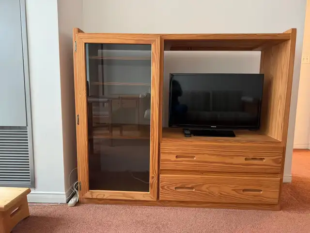 Solid Wood Entertainment Unit (Crate Designs) $80