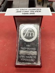 lingot d’argent 10 Troy ounces