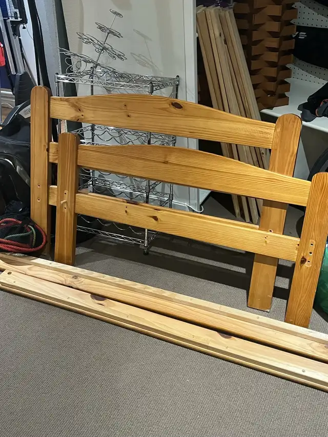 solid pine kids single IKEA bed frame and mattress