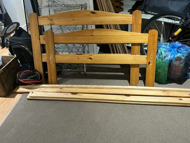 solid pine kids single IKEA bed frame and mattress - Photo 2