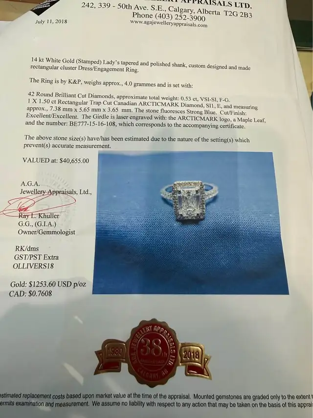 Canadian Diamond Engagement Ring 1.50carat Centre in E-SI1 - Photo 2