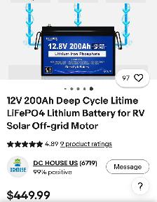 200 Amp Lithium deep charge batteries for sale
