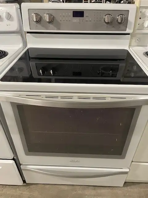 Cuisinière blanche vitrocéramique convection Whirlpool