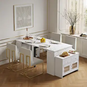Wooden Extendable 2 / 4 / 6 Seat Rectangle Dining Room Table