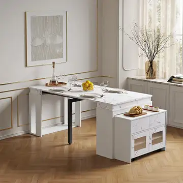 Wooden Extendable 2 / 4 / 6 Seat Rectangle Dining Room Table - Photo 4