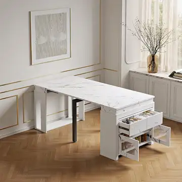 Wooden Extendable 2 / 4 / 6 Seat Rectangle Dining Room Table - Photo 6