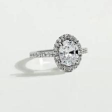 14Karat White Gold Oval Labmade GIA Diamond Engagement Ring
