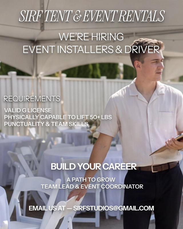 SIRF TENTS - BUILD YOU CAREER WITH US - TENT INSTALLER & DRIVER