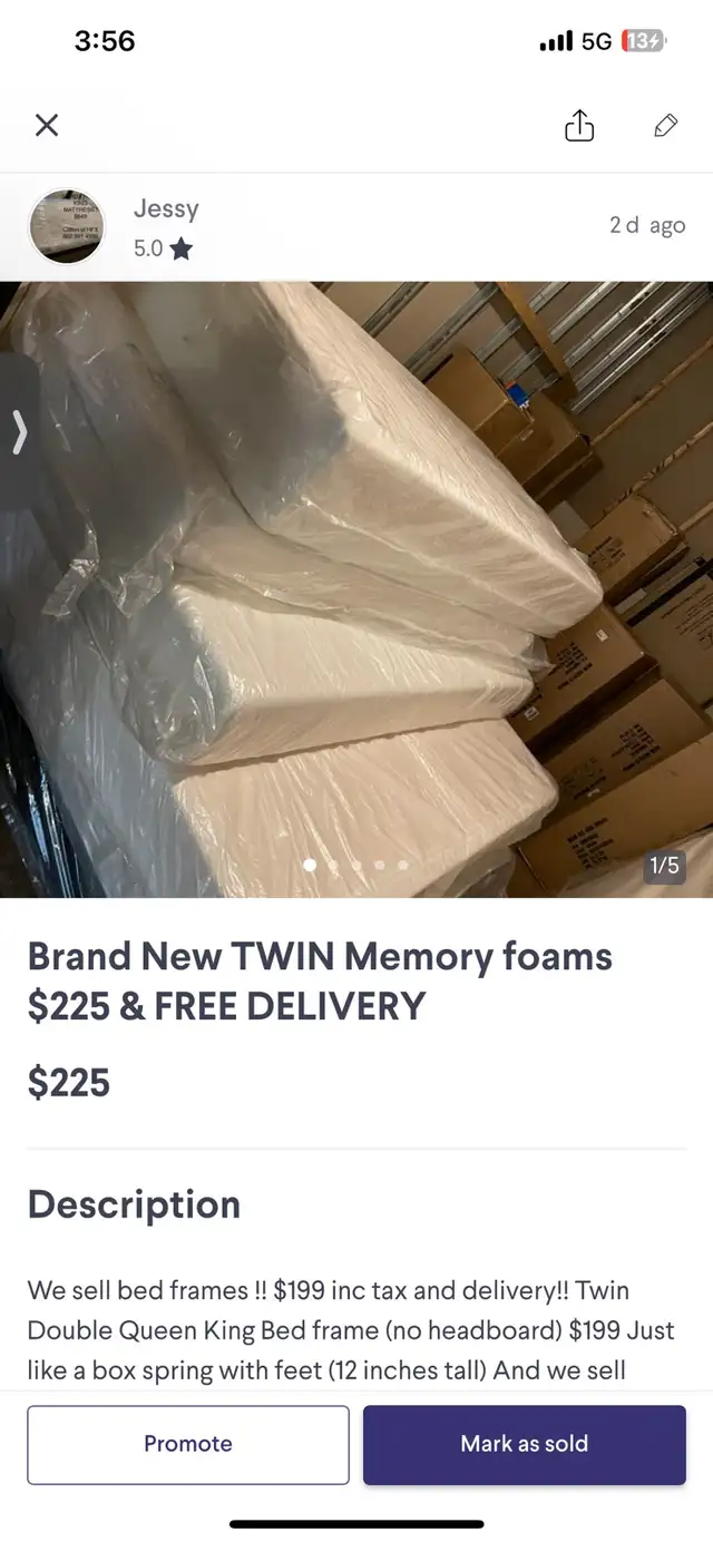 Brand New TWIN Mattresses $199 Platform $99 Delivery