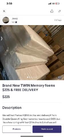 Brand New TWIN Mattresses $199 Platform $99 Delivery