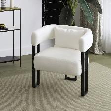 DESIGNERS SCARLET ACCENT CHAIR IN IVORY BOUCLE AND BLACK.