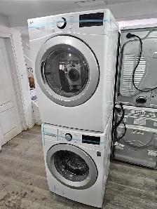 NEWER! LG 27' White Front-Load Stackable Washer & Electric Dryer