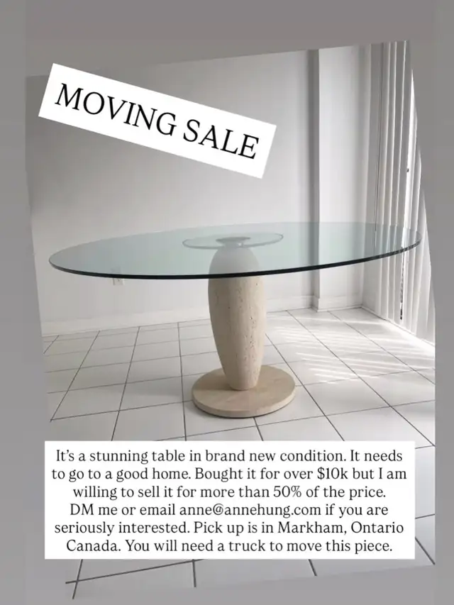 90's Italian Postmodern - Style Travertine & Glass Top Dining T - Photo 2