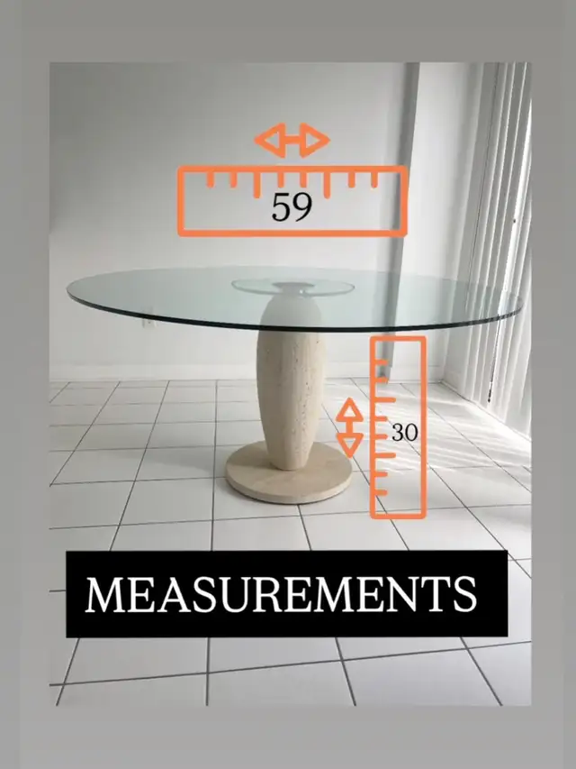 90's Italian Postmodern - Style Travertine & Glass Top Dining T - Photo 4