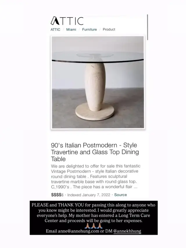 90's Italian Postmodern - Style Travertine & Glass Top Dining T - Photo 5