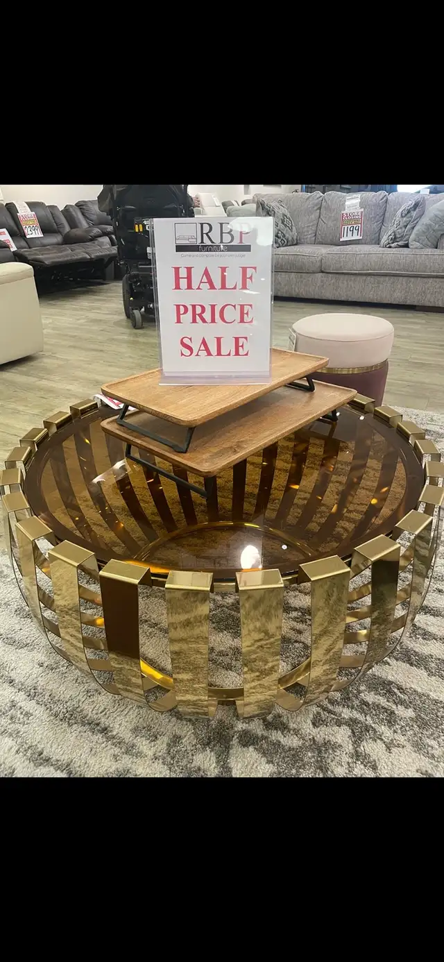 VERY NICE BRASS COFFEE TABLE WITH SMOKED GLASS