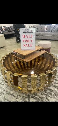 VERY NICE BRASS COFFEE TABLE WITH SMOKED GLASS
