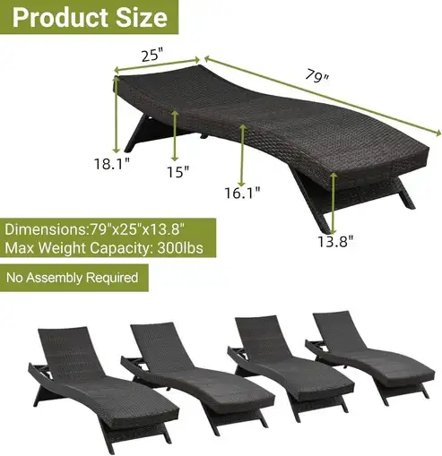 Brand New Set of 2 79' Patio Reclining Chair $199 - Photo 4