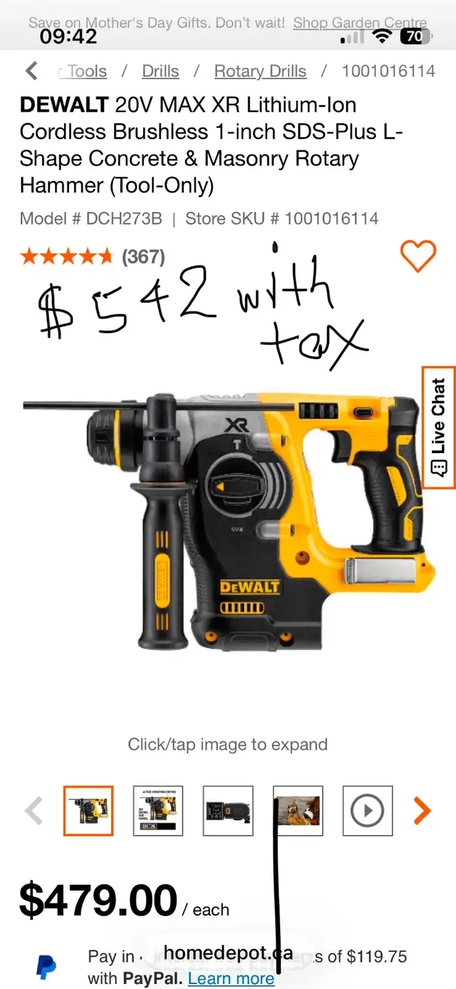 DEWALT 20V MAX XR Cordless 1-inch SDS Hammer Drill - Photo 4