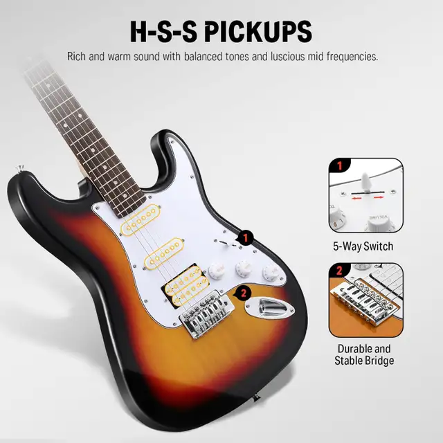 DONNER DST-100 ELECTRIC GUITAR KIT, AMPLIFIER & ACCESSORIES - Photo 4