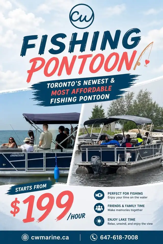 Toronto Fishing Pontoon Boat – Most Affordable | Seats up to 9 - Photo 2