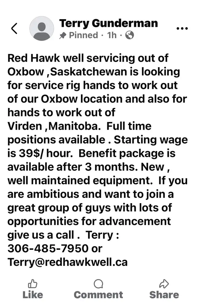 Hiring Service Rig hands