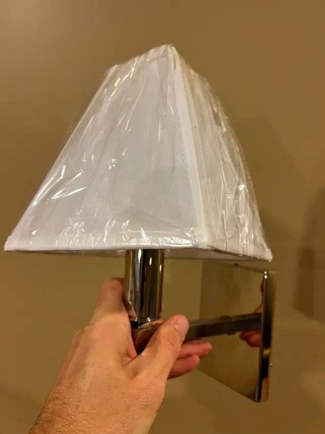 Waterworks Chrome Wall Sconce with Fabric Shade – 4 pcs, $50 - Photo 2