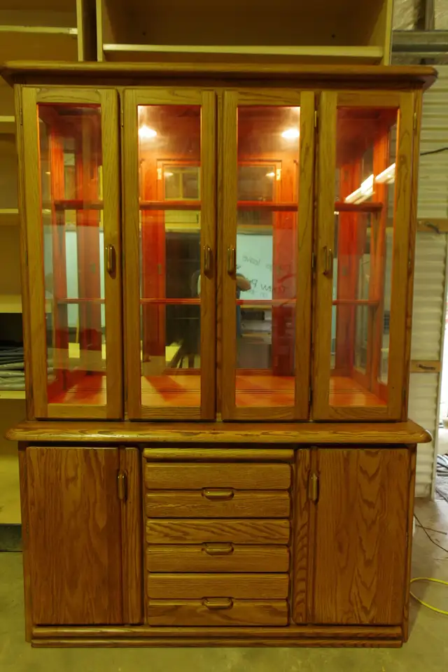 Solid Oak Display cabinet@hutch