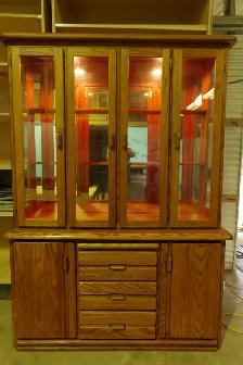 Solid Oak Display cabinet@hutch