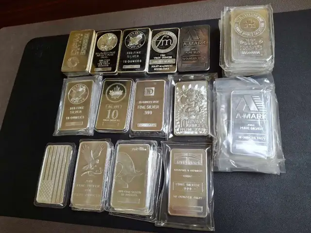 10 oz Silver Bars near spot