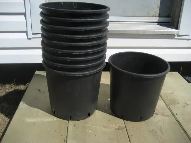 Black plastic plant pots / planters