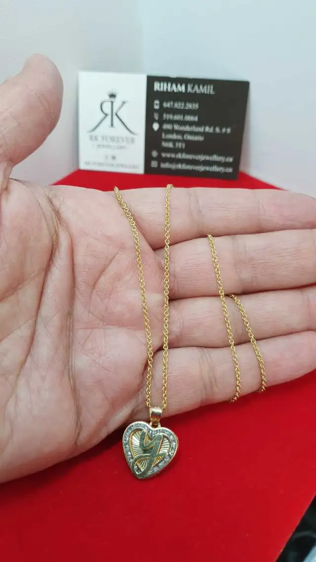 10k yellow gold chain & pendant # 391_R - Photo 5