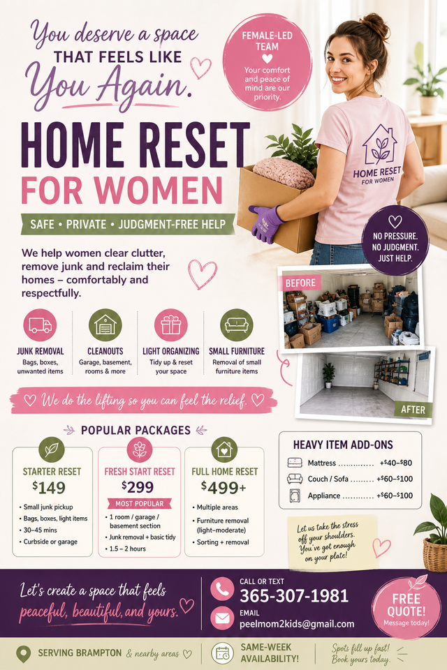 Home Reset & Junk Removal for Women – Safe, Stress-Free Help