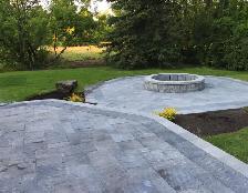 Paving stones, Firepit, Backyard design