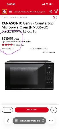 Panasonic Genius Countertop Microwave black 1100w