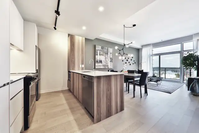 Luxueux condo. MEUBLÉ ÉQUIPÉ. REM. Garage. DIX30. Disponible.